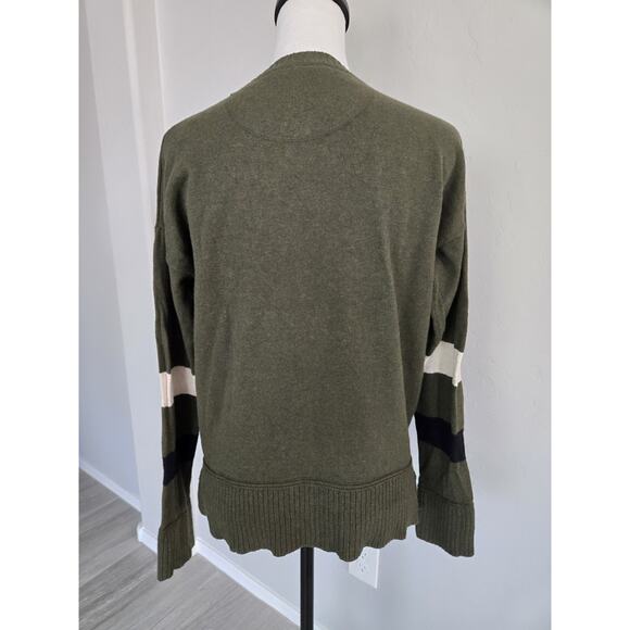 Lisa Todd Olive Green Cotton Cashmere Sweater Heart Zip Pocket Long Sleeve Sz L - Picture 4 of 13